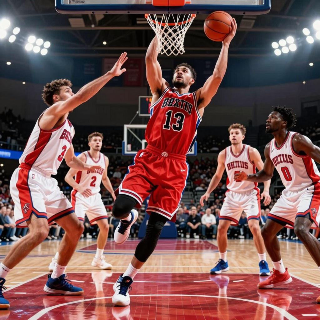 Basketball players celebrating
